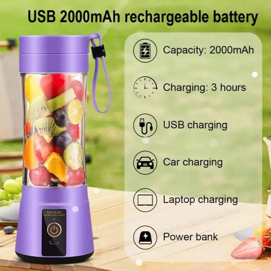 PORTABLE RECHARGEABLE BLENDER FOR SHAKES AND SMOOTHIES.