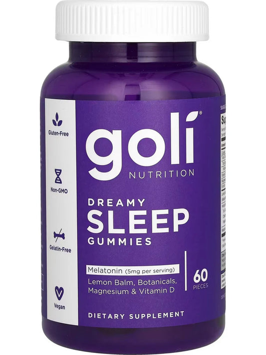 Goli Dreamy Sleep Gummies – 60 Natural Sleep Support Gummies with Melatonin, Magnesium & Botanicals