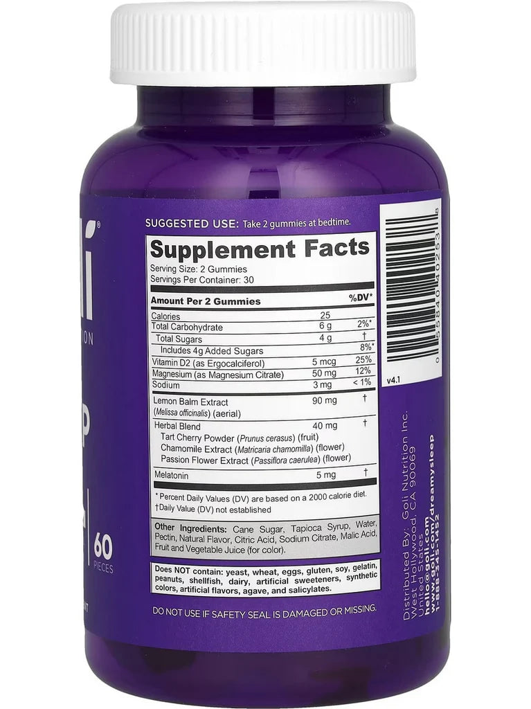 Goli Dreamy Sleep Gummies – 60 Natural Sleep Support Gummies with Melatonin, Magnesium & Botanicals